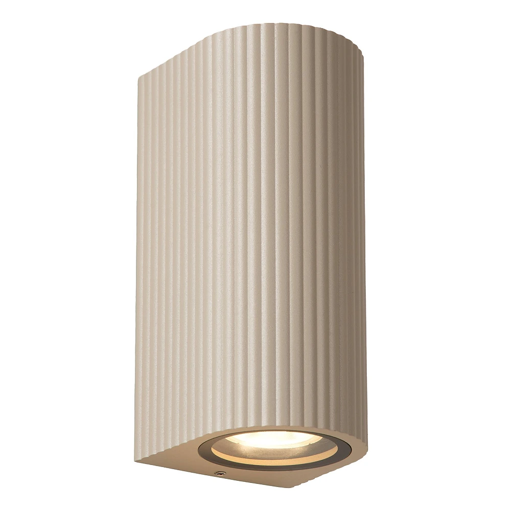 Lucide ANGELINA rounded outdoor wall light 2×GU10 IP65, taupe